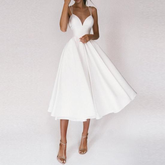 Леди Нижние Юбки Плюс Размер Торжественное Платье Глубокий V-образным Вырезом Спагетти Ремень С Открытыми Плечами Большой Подол Женское Платье Миди для Банкета