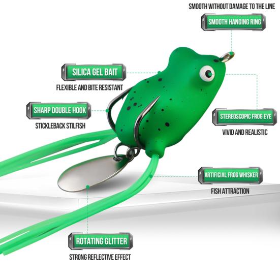 Набор приманок для лягушек Topwater, реалистичный внешний вид, острый крючок, дизайн в виде лягушки, искусственные мягкие приманки, пресноводные имитирующие приманки для лягушек