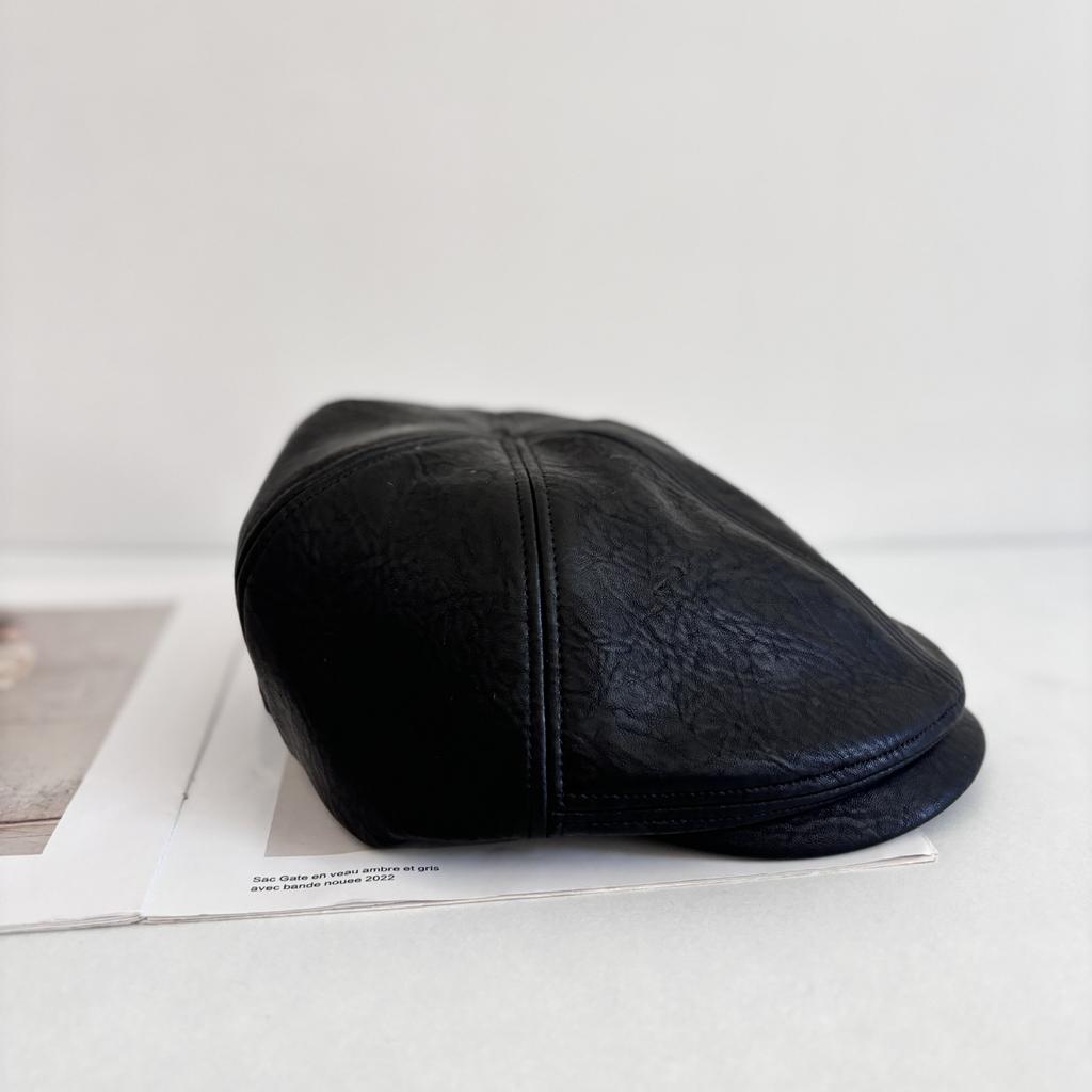 Осень и зима универсальный теплый простой осень и зима литературный и ретро шоу маленькая шляпа лицом вперед большая окружность головы кожаный берет