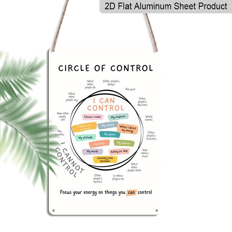 2D Flat Circle of Control Mental Health Therapy Metal Sign - 8.0x12.0inch Aluminum Wall Art, Self Care Counseling Classroom Office Decor, Pre-Drilled