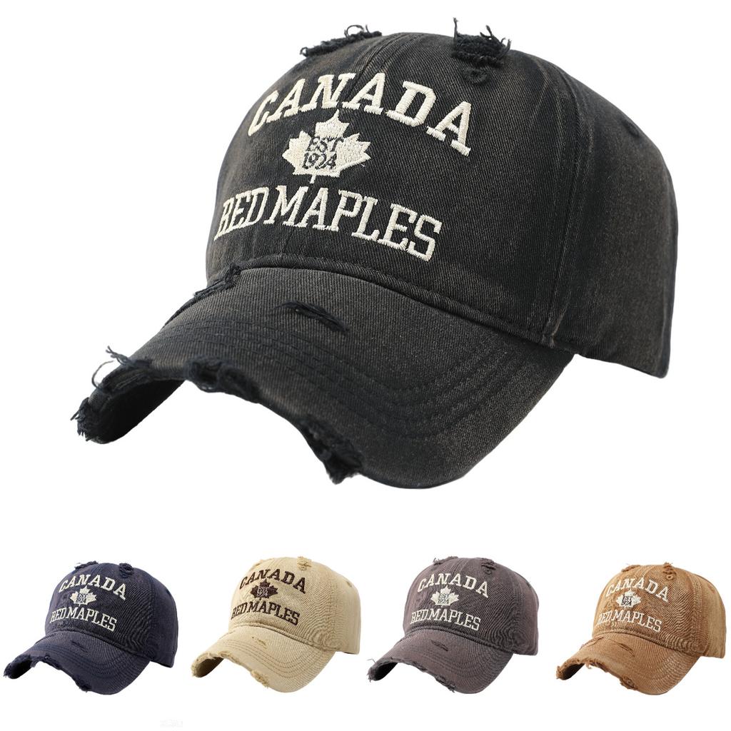 European and American CANADA alphabet baseball cap men's big head circumference sunscreen cap American retro sun hat women
