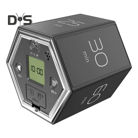 Вращающийся таймер Pomodoro на 5-60 минут, светодиодный дисплей, ползунковый переключатель, шестигранный стол, перевернутый таймер производительности, вибрация, беззвучный будильник для работы, учебы, кухни