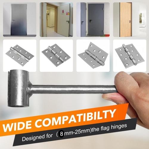 Set of 2 Door Hinge Wrenches, Hinge Raiser, Door Hinge Bender, Door Hinge Repair Spanner, Residential Door Hinge Adjustment Tool, Fits 8mm-19mm, 19mm-