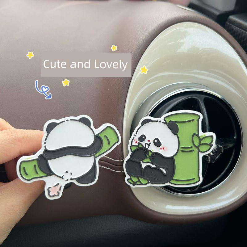 Cute Panda Car Air Freshener, Car Air Conditioning Vent Decoration, Fragrance Diffuser Stone, High-End Car Interior Accessory