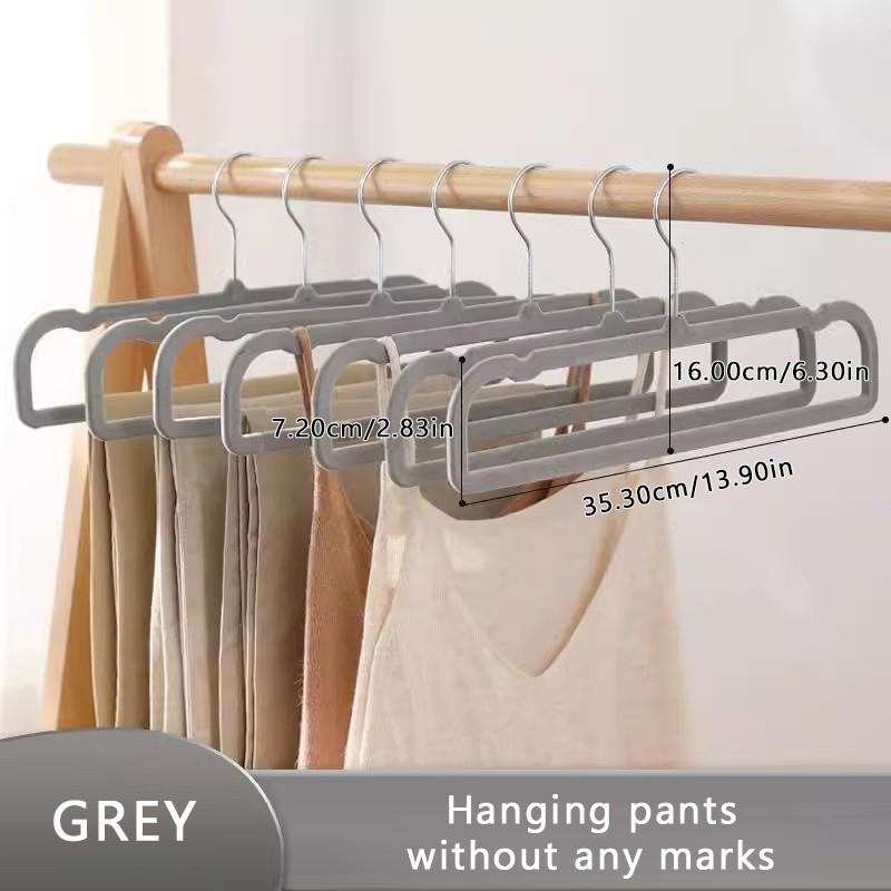 10/20/30Pcs Flocking Trouser Rack Trouser Hanger Household No Trace Anti-slip Drying Trouser Rack
