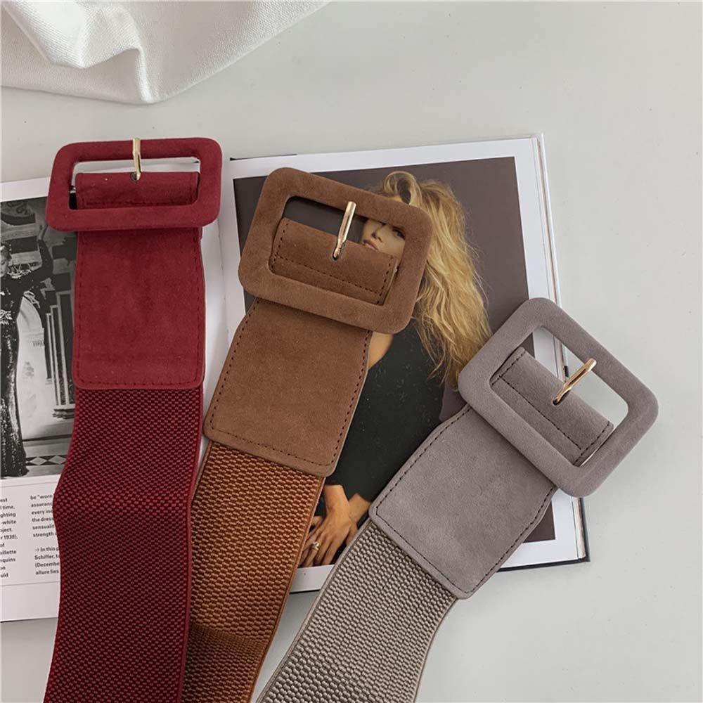 Solid Color Pu Leather Strap Women Belt Elastic Waist Belt Cummerbunds Female Waist Strap