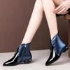 Winter Ankle Boots Women Winter Single Shoes Plus Velvet Low-heeled PU Leather Pointed Thick Fashion Woman Boots