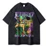 One Piece Roronoa Zoro Conquerors Haki Purple Aura Vintage Washed Tshirt 2026 Summer Streetwear Anime Graphic Tee For Men Women