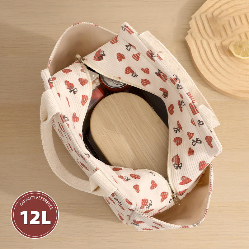 Lightweight Large Capacity Lunch Box Bag Cute Portable Bento Insulation Tote Bag for Commuting Office