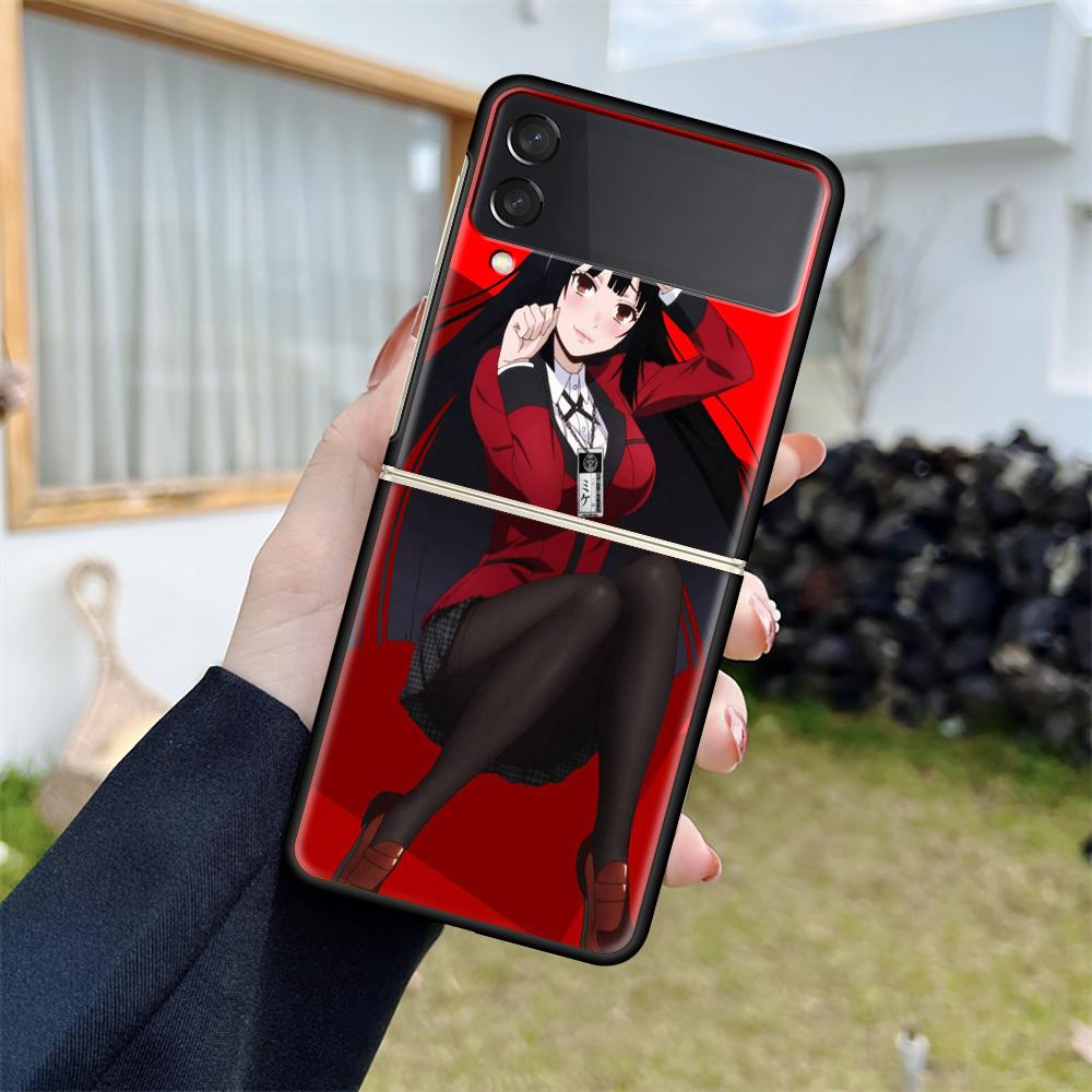 Противоударный чехол для Samsung Galaxy Z Flip 4 3 5G Funda ZFlip4 Черный Жесткий ZFlip3 zflip4 Чехлы Крышка Аниме Kakegurui Jabami
