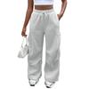 Женские повседневные модные однотонные джоггеры с эластичной талией, кулиской, карманами, широкими штанинами прямого кроя