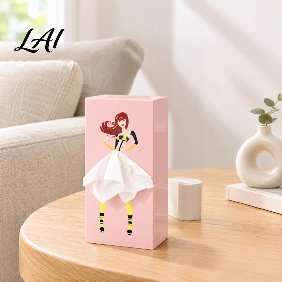 Creative Paper Dispenser Rectangular Elegant Girl Tissue Box Decorative ABS Storage Organizer Punch Free Organizer Modern Style Napkin Holder