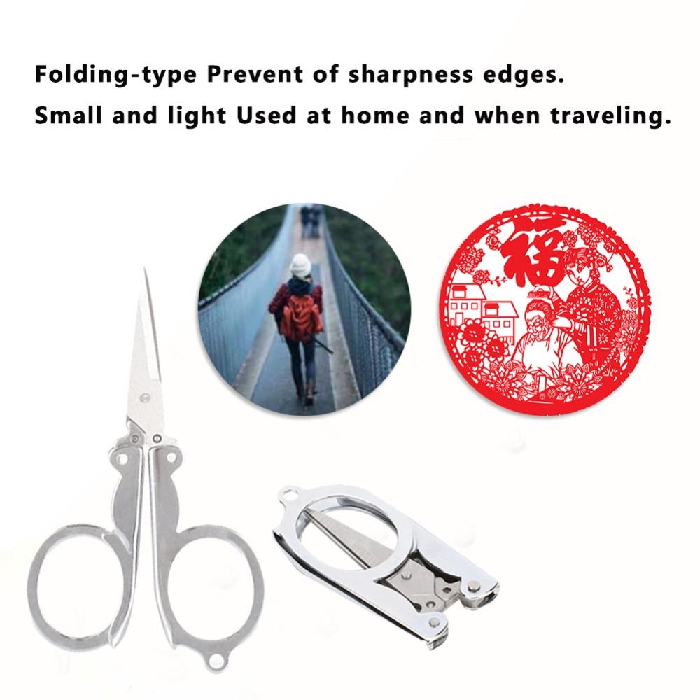8pcs Silver Folding Scissors Foldable Design Mini Scissors Portable Small Scissors For Home Use