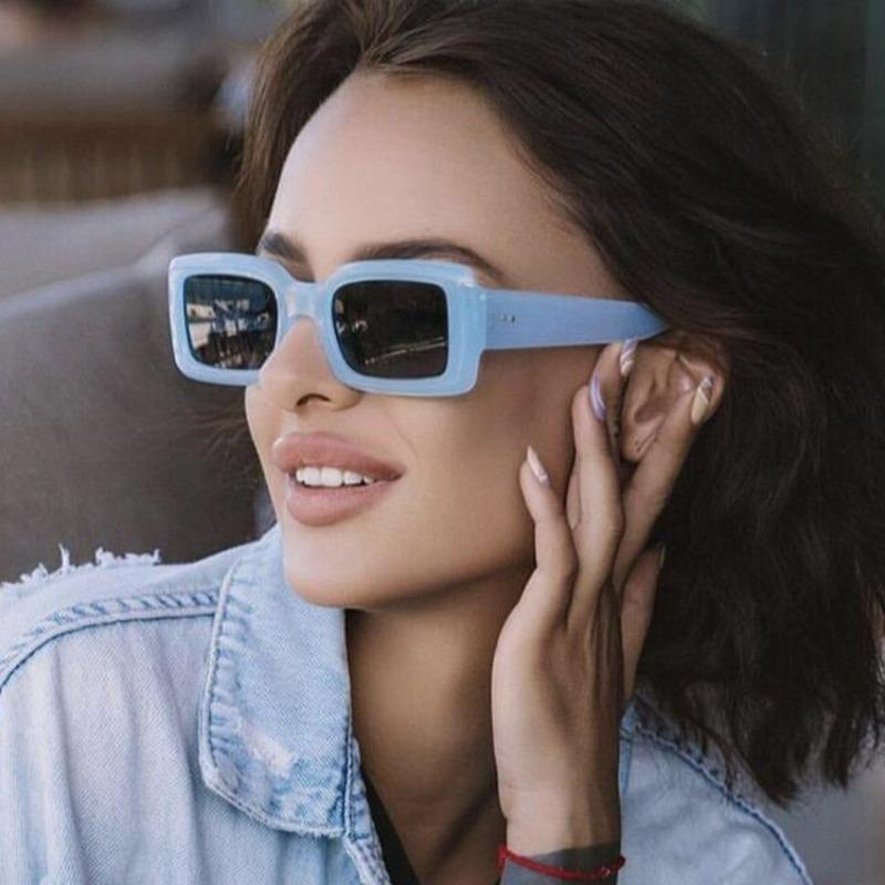 Square Small Frame Rice Nail Women's Sunglasses Jelly Color Ins Bright Color Suitable for Vacation Beach Glasses