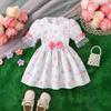 Платье для девочек, летнее детское платье с милым бантом и цветочным принтом, детское платье принцессы с рукавами-крылышками