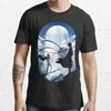 Men Fashion Casual Short Sleeves Bungou Night Landscape Black Tees Oversized T-shirts
