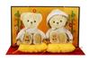 [Petit Luu] Golden Wedding Bear In a White Kimono and Hakama (Golden Folding Screen, Standard) for Celebrating Your 50th Wedding Anniversary
