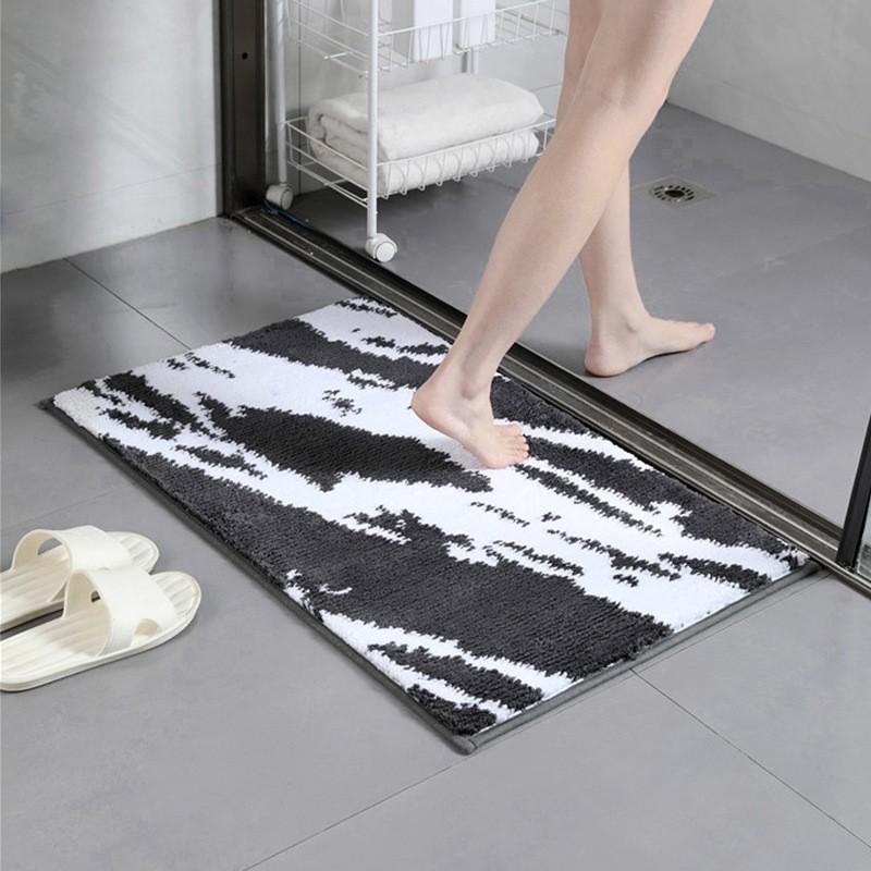Plush Tufted Marble Bath Mat Entryway Bathroom Non-Slip Absorbent Floor Rug Square 40x60cm 50x80cm