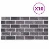 Wall Panels 10 pcs Black and Grey 100 x 50 cm EPS Foam