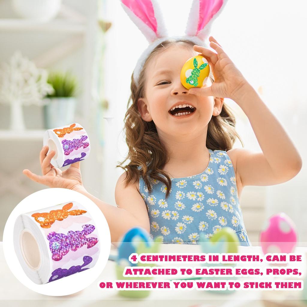 500 наклеек с пасхальными кроликами, этикетки, красочные самоклеящиеся декоративные узоры с кроликами для детей, конверты для скрапбукинга, открытки для творчества