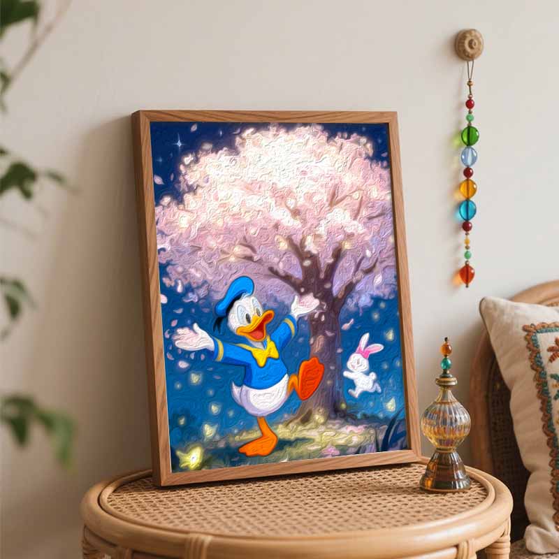 Disney Цифровой набор для масляной живописи Искусство Цветок вишни Дональд Дак Заяц Ручная раскраска Картина Домашний декор