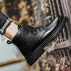 Fashion High Brand Mens Lace Up Motorcycle Boots Comfortable Ankle Boots Fashionable Male Side Zipper High Top Shoes Travel Biker Botas