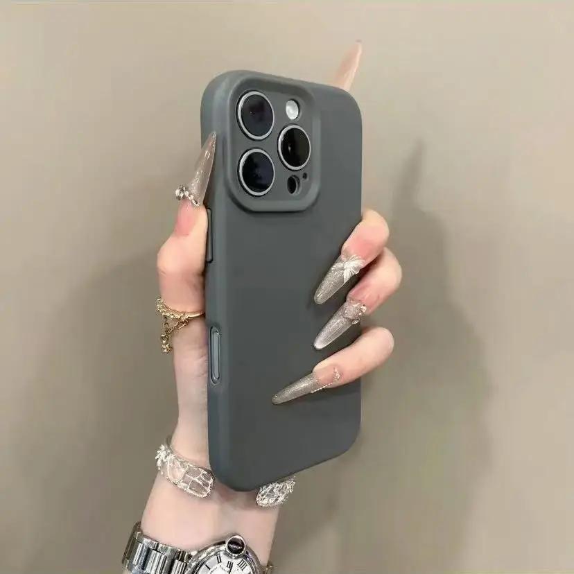 Мягкий Резиновый Силиконовый Гелевый Чехол Конфетного Цвета для For Iphone 16 1 14 Plus 13 12 11 16 Pro Max Ударопрочный TPU Бампер Простая Однотонная Крышка