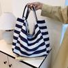 Stylish Colorful Striped Canvas Tote Bag For Women Large Size For Daily Use