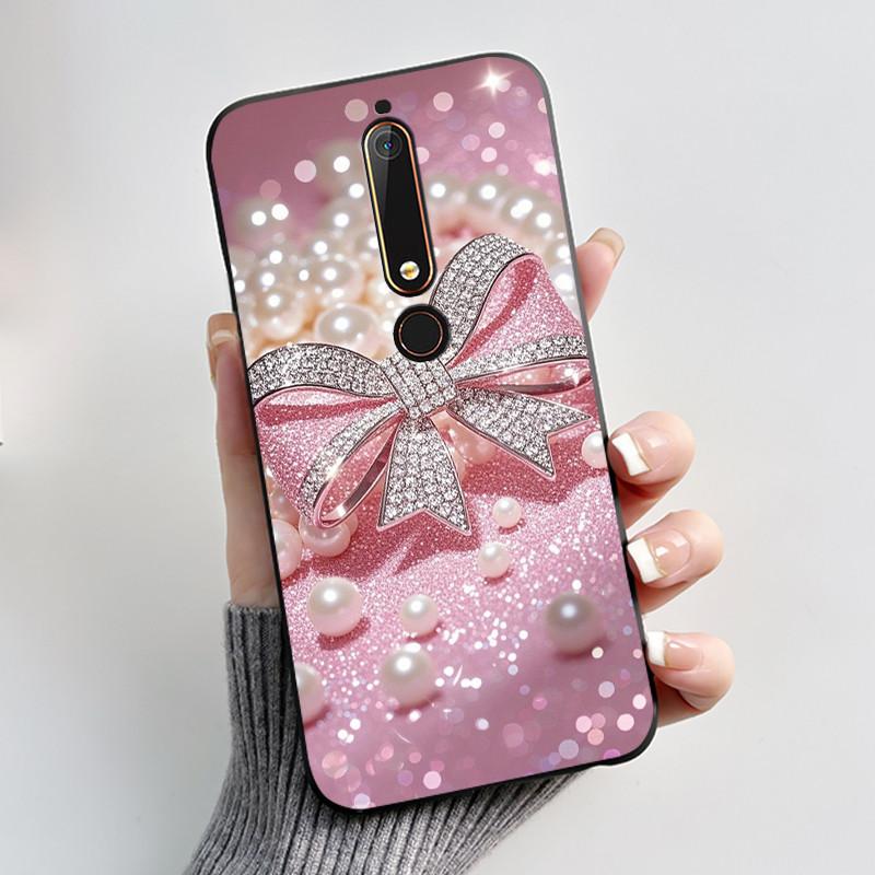 Cute Case For Nokia 6.1/Nokia 6.1 Plus/Nokia X6/Nokia6 Capa Printing Shell Protective Cover Soft Silicone Cartoon Black Casing
