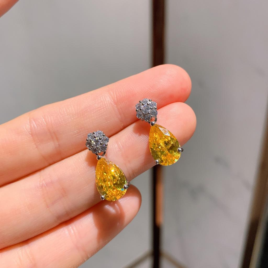 Ювелирные изделия Популярные Имитация Желтого Бриллианта Подвеска-Капля Серьги Набор Ювелирных Изделий 8 * 12