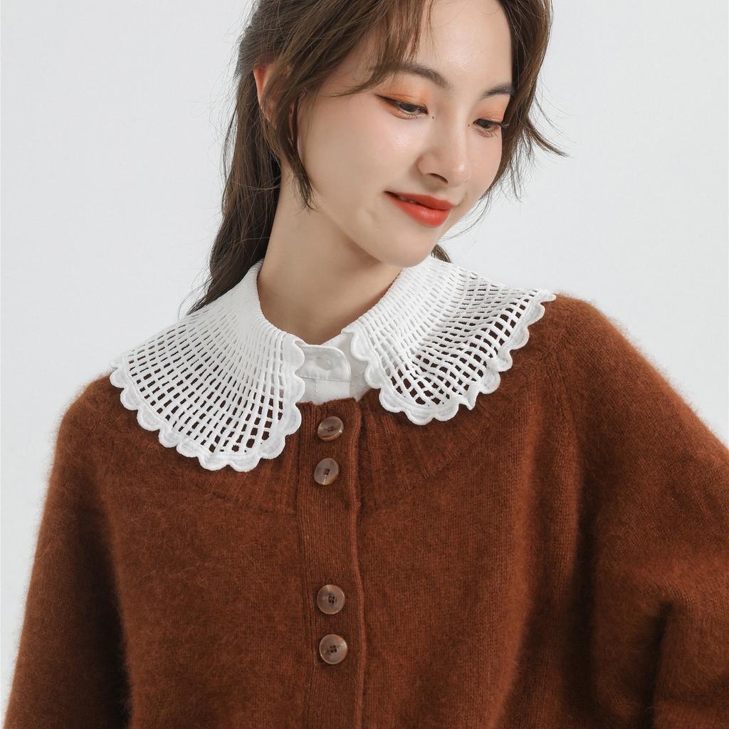 White Hollow Out Lapel Fake Collars for Women Shirt Detachable Collars Neckwear Decorative Female Korean Fake Collar