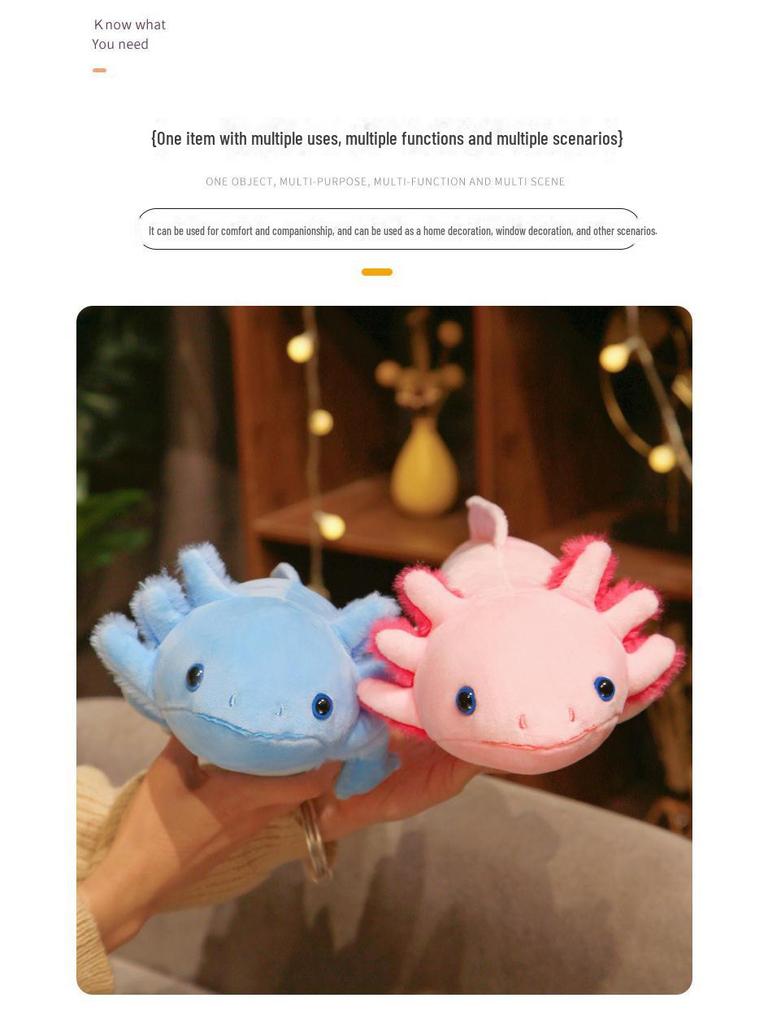 Мягкая игрушка Аксолотль разноцветная - Милая кукла-рыба-динозавр-саламандра