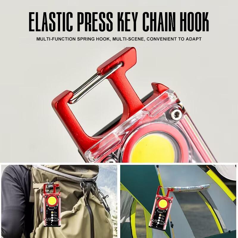 Multifunctional Pocket Work Light, 8 Lighting Modes EDC Key Light with Bottle Opener Magnetic Back Waterproof