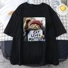 Funny Cat Graphic Cotton T-Shirt for Women Men Breathable Stretchy Crew Neck Tee Casual Loose Short Sleeve Oversize Tshirt