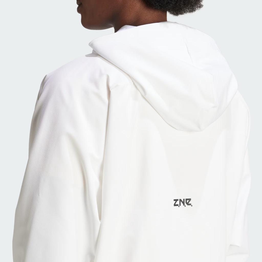 Adidas Z.N.E. Woven Full-Zip Hoodie With Monochrome Logo Women Jackets White IN9483