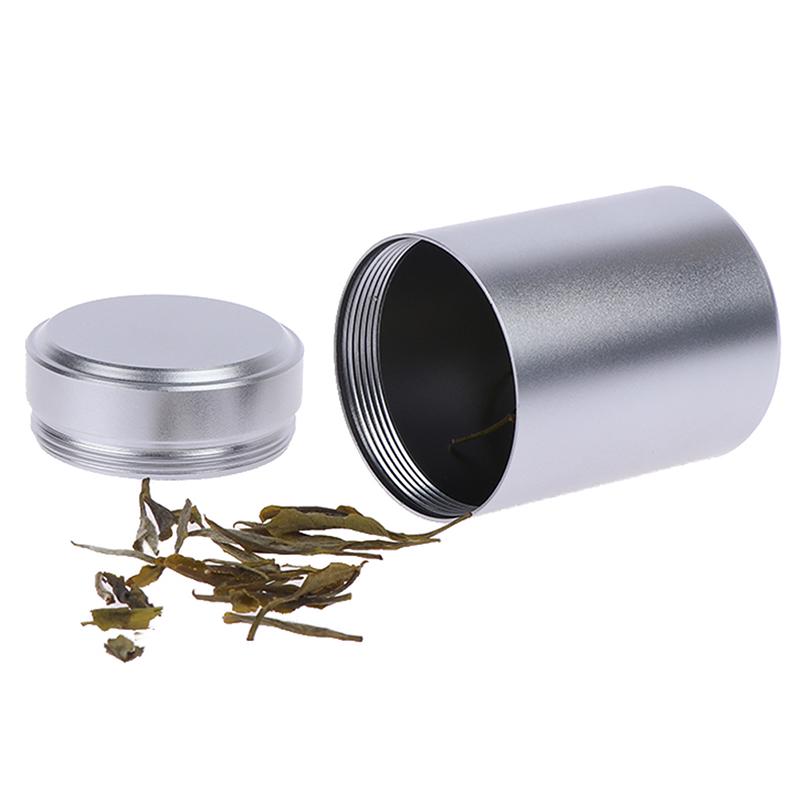 1X Silver Airtight Proof Container Aluminum Herb Stash Metal Sealed Can Tea Jar