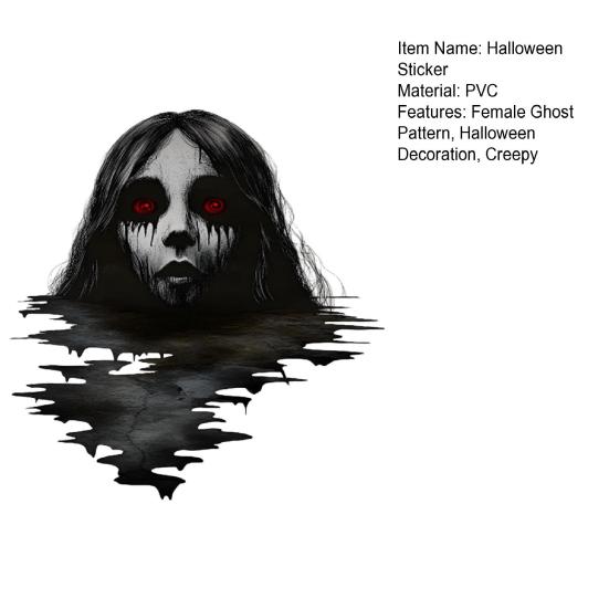 1 комплект стикер на Хэллоуин Женский призрак Водонепроницаемый ПВХ Самоклеящийся Жуткий Домашний Спальня Гостиная Настенное Напольное Украшение 3D Эффект Наклейка Леди Призрак