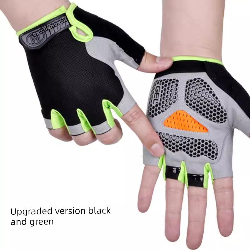 German Sports Cycling Half-Finger Gloves, Unisex, Mountain Road Bike Gloves, Wear-Resistant, Shock-Absorbing, Highly Elastic