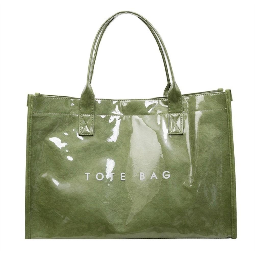 Glossy Transparent Jelly Bag Large Capacity Letter Prints Handbags Fashion PVC Tote Bag Swimming