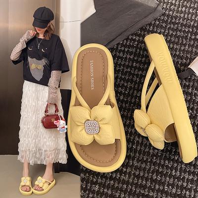 2025Удобные льняные мягкие и легкие хлопковые тапочки Милые тапочки-шлепанцы с бантиком для пар Домашняя обувь для