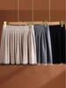 Color-Blocked Pleated Wool Knit Skirt - Elastic Waist, Korean Style, Autumn/Winter Casual Mini Skirt for Women