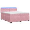 Box Spring Bed with Mattress and LED Pink 200 X 200 Cm Velvet