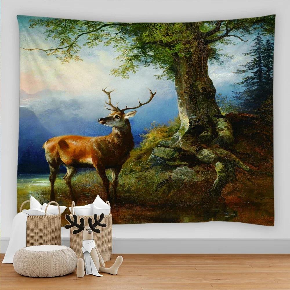 Декоративный гобелен «Лесной лось» для домашнего декора, офисной гостиной, гобелен