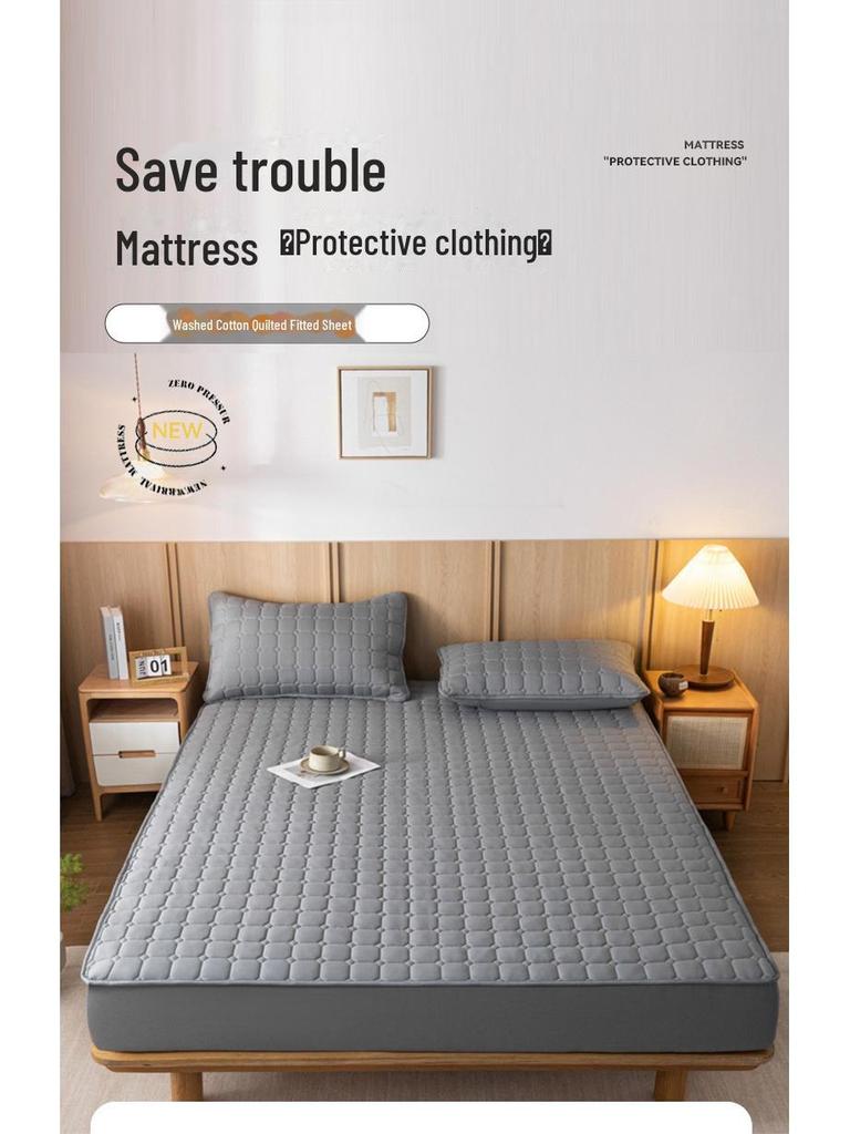 Утолщенное хлопковое стеганое покрывало и защитный чехол для матраса