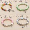 Подвеска в виде бабочки, эластичный браслет, цветной стеклянный браслет с бусинами для женщин и девочек, простой браслет, ювелирные изделия, подарки