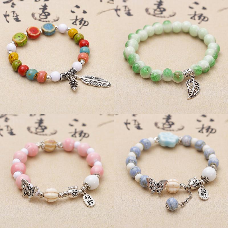 Подвеска в виде бабочки, эластичный браслет, цветной стеклянный браслет с бусинами для женщин и девочек, простой браслет, ювелирные изделия, подарки