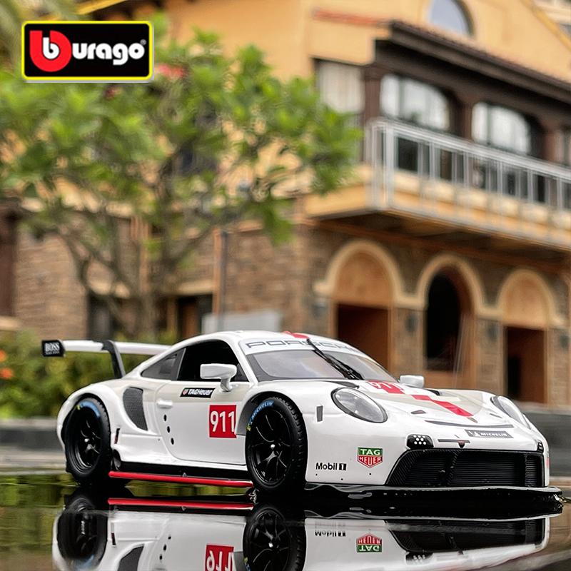 AKEZM1 Bburago 1:24 Porsche 911 RSR Alloy Racing Car Model Diecast Metal Toy Sports Car Model High Simulation Collection Childrens Gift