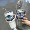 Бутылка для воды из нержавеющей стали 30 унций 900 мл с трубочкой, термос, стакан, сохраняющий напиток холодным, горячим, термосы, кружки, кофейные чашки, автомобильная бутылка
