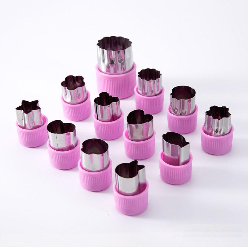 12 Pcs Vegetable Cutter Shapes Sets Mini Size Cutters Fruit Cutters Kids Food Cutters Pastry Stamps Mold Biscuits