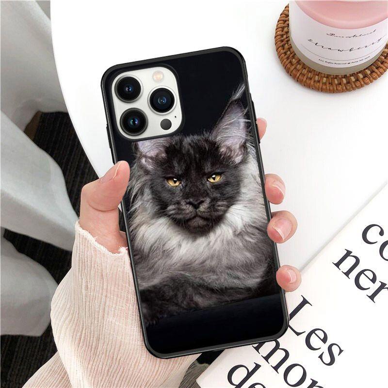 Мягкий чехол для телефона с домашним животным мейн-куном и котом для iphone 14pro 11pro 12 13pro max 5S 6s xs 7 8plus SE xr 12mini Coque, чехлы